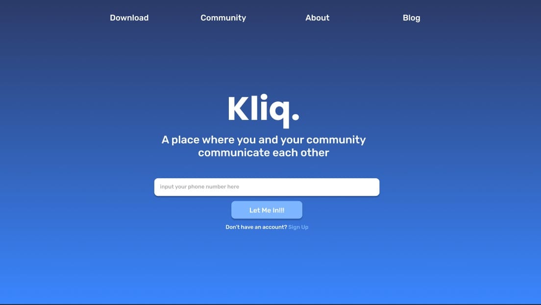 Kliq Chat Prototype - Project preview